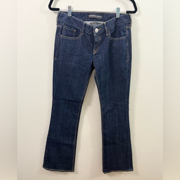 Women’s Express Jeans Size 0 Short Boot Cut Stella Low Rise Dark Wash Denim - Picture 1 of 6